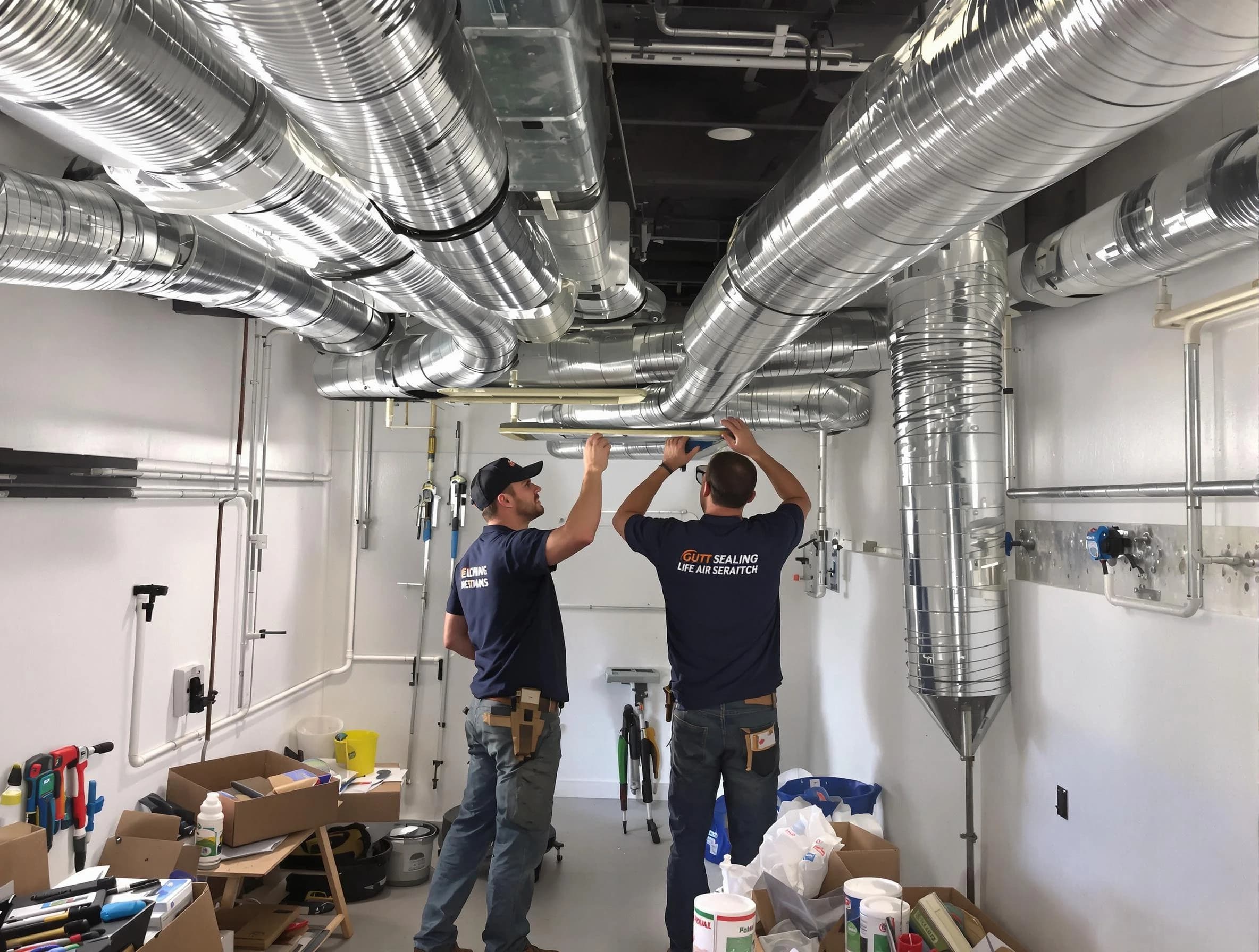 Oak Hill Air Duct Cleaning technician applying professional duct sealing solutions in Oak Hill