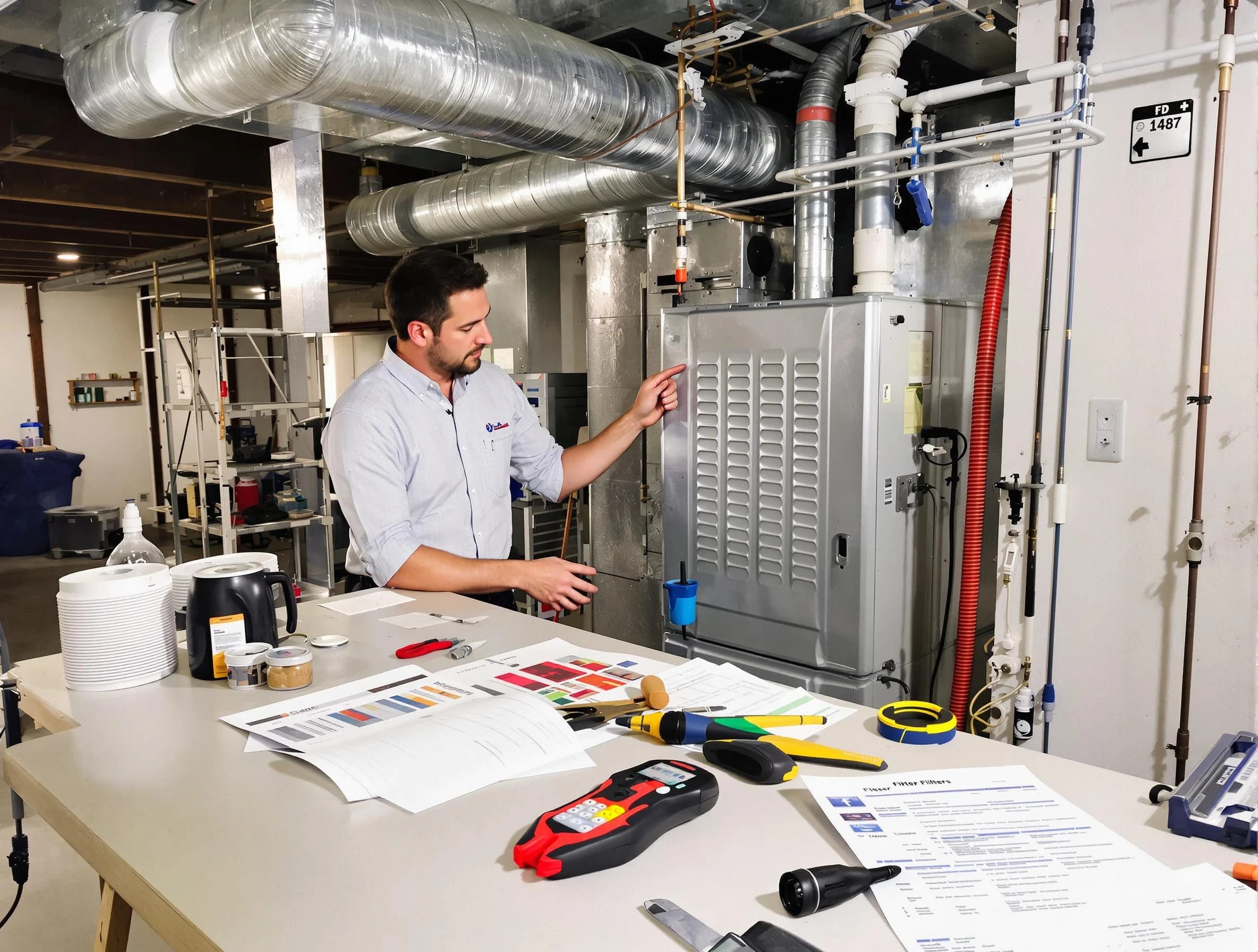 Oak Hill Air Duct Cleaning inspector conducting detailed filter system evaluation using professional diagnostic tools in Oak Hill