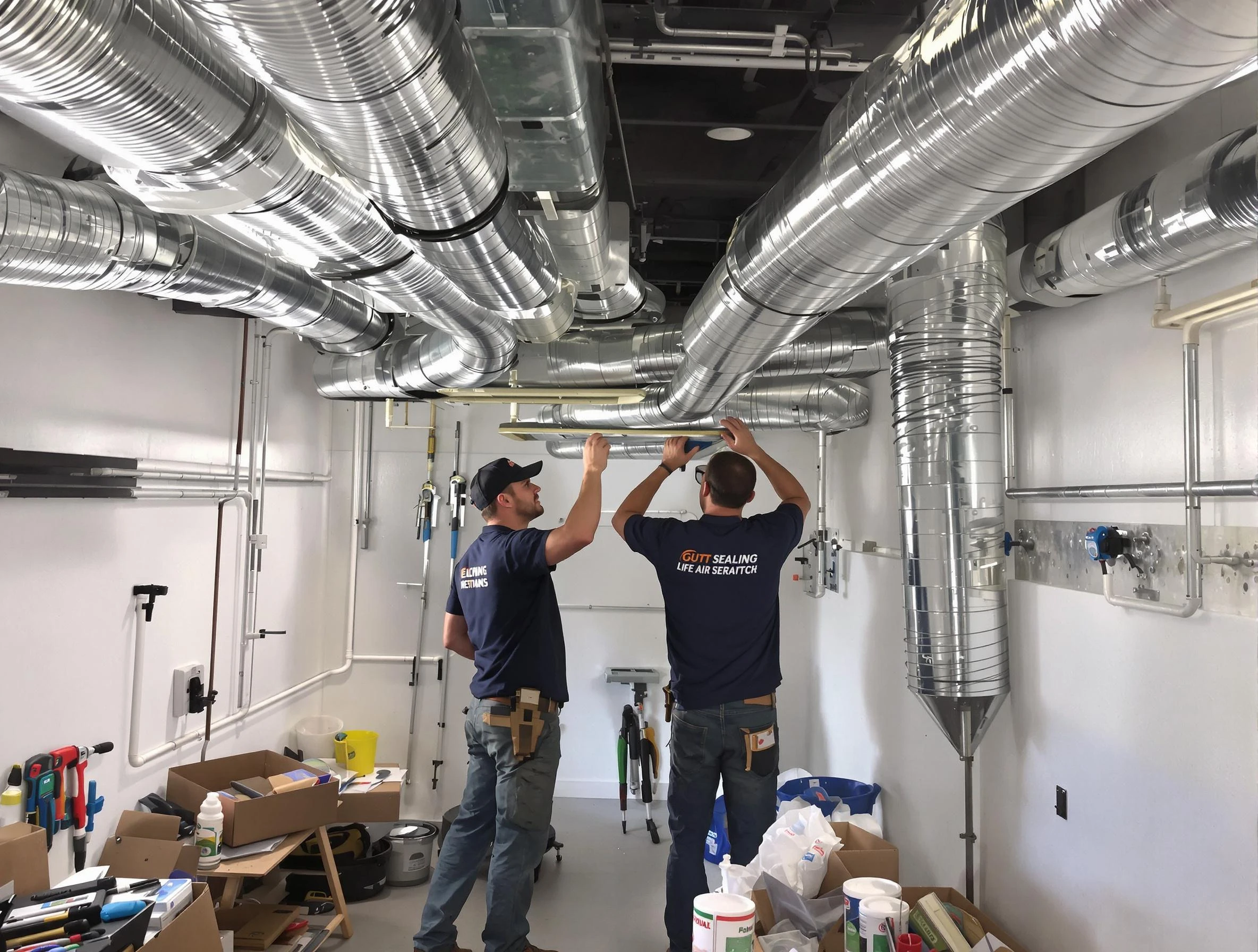 Oak Hill Air Duct Cleaning technician applying professional duct sealing solutions in Oak Hill